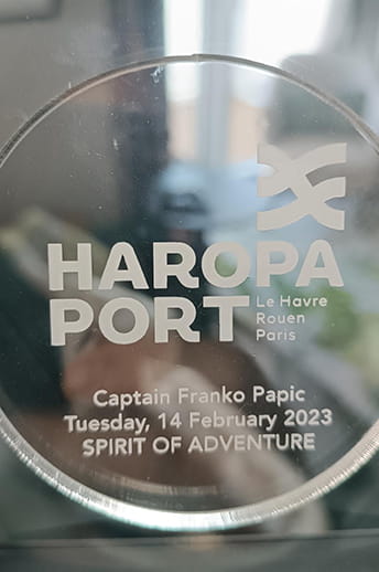 The Captain has received three plaques from Le Havre port